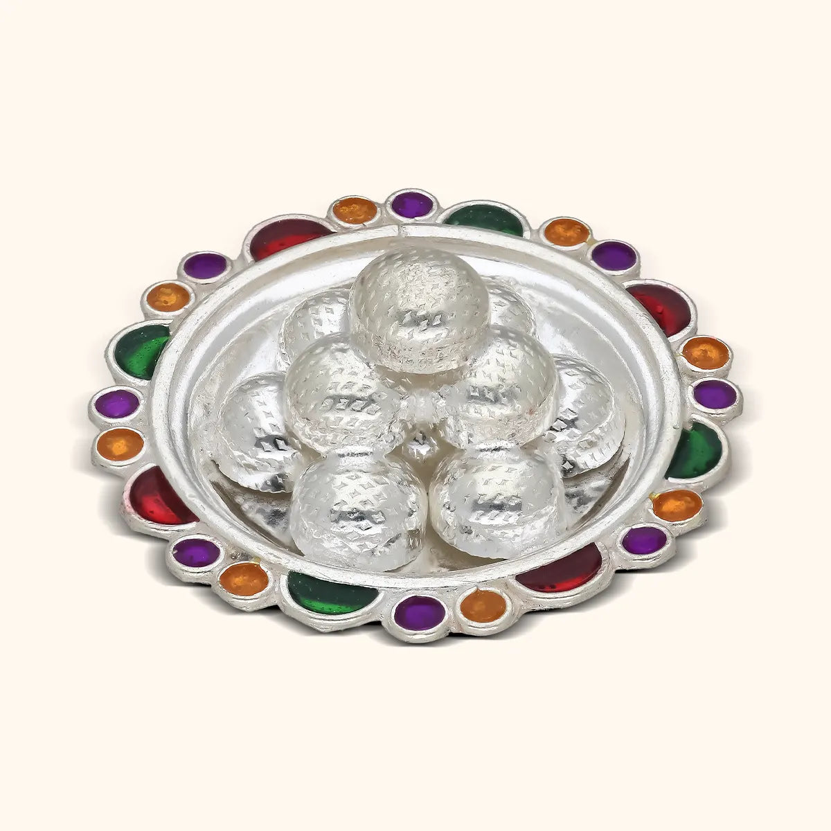 Laddu Plate for Ganpati - Silver
