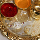 Handcrafted Silver Pooja Thali with Rakhi