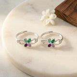 Bloom Floral Silver Toe Ring