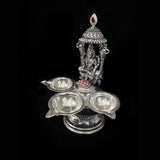 Antique Silver Lakshmi Diya - Silver Pooja Items / Silver Puja Samai