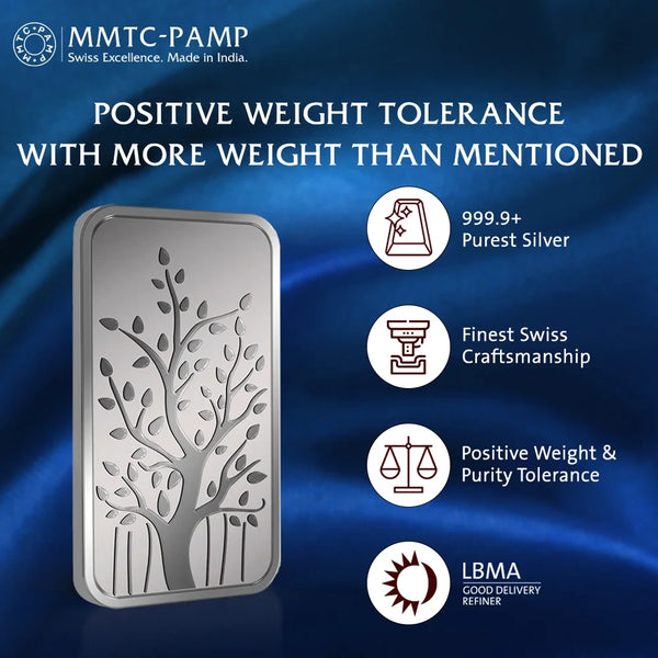 MMTC PAMP 999.9 Purest 250 gm Banyan Tree Silver Bar – RANKA JEWELLERS ...