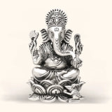 925 Antique Silver Idol Ganesh with Rhodium and Lacquer Coating for Anti-tarnish.
