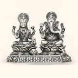 Ganpati & Lakshmi - Antique Silver Idol