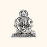 925 Antique Silver Matte Ganesh Idol with Rhodium and Lacquer Coating for Anti-tarnish. 