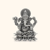 Antique 925 Silver Matte Ganesh Murti with Rhodium and Lacquer Coating for Anti-tarnish.