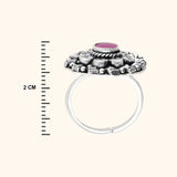 Blooming Flower 925 Antique Silver Toe Ring with Rhodium and Lacquer coating for Anti-tarnish.