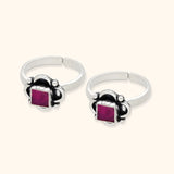 Scarlet Elegance Adjustable 925 Silver Indian Toe Rings Designs with Rhodium and Lacquer coating for Anti-tarnish.