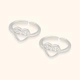 Heart Motif 925 Silver Toe Ring with Rhodium and Lacquer coating for Anti-tarnish.