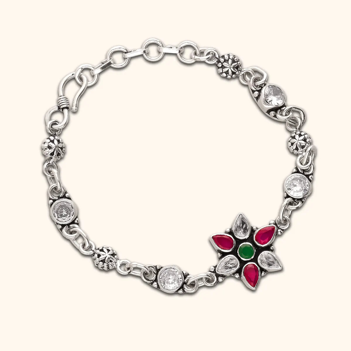 Retailer of 925 sterling silver heart shape fancy kada bracelet for ladies  | Jewelxy - 191032