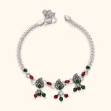 Dangling Triple Drop Down Charm 925 Silver Payal / Anklet with Rhodium and Lacquer coating for Anti-tarnish.