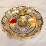 Exquisite Silver Pooja Thali & Rakhi Combo