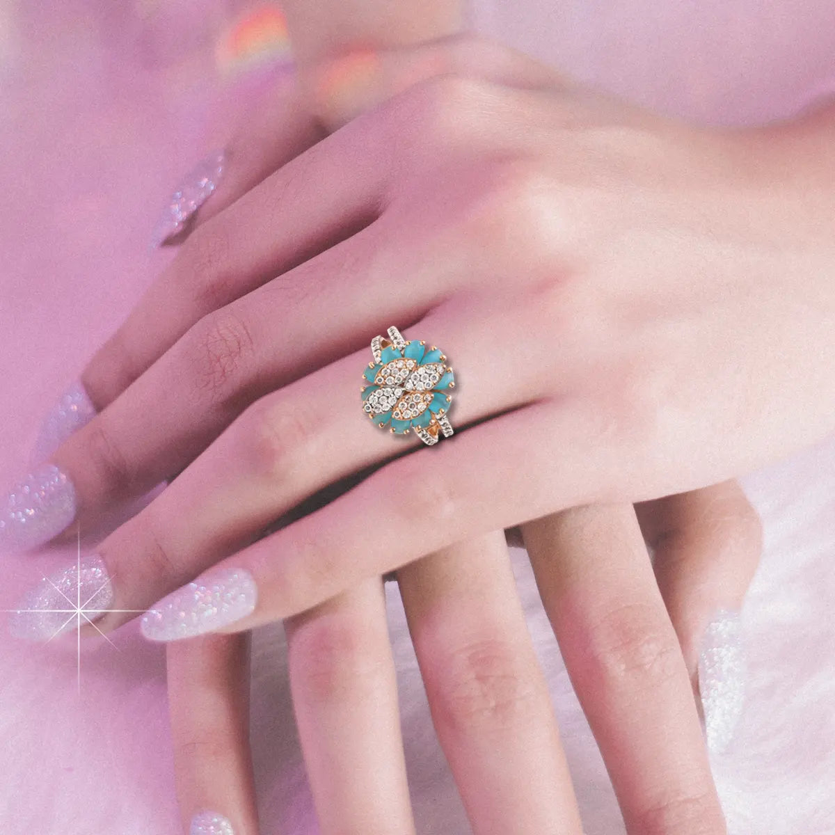Azure Bloom - Finger Ring