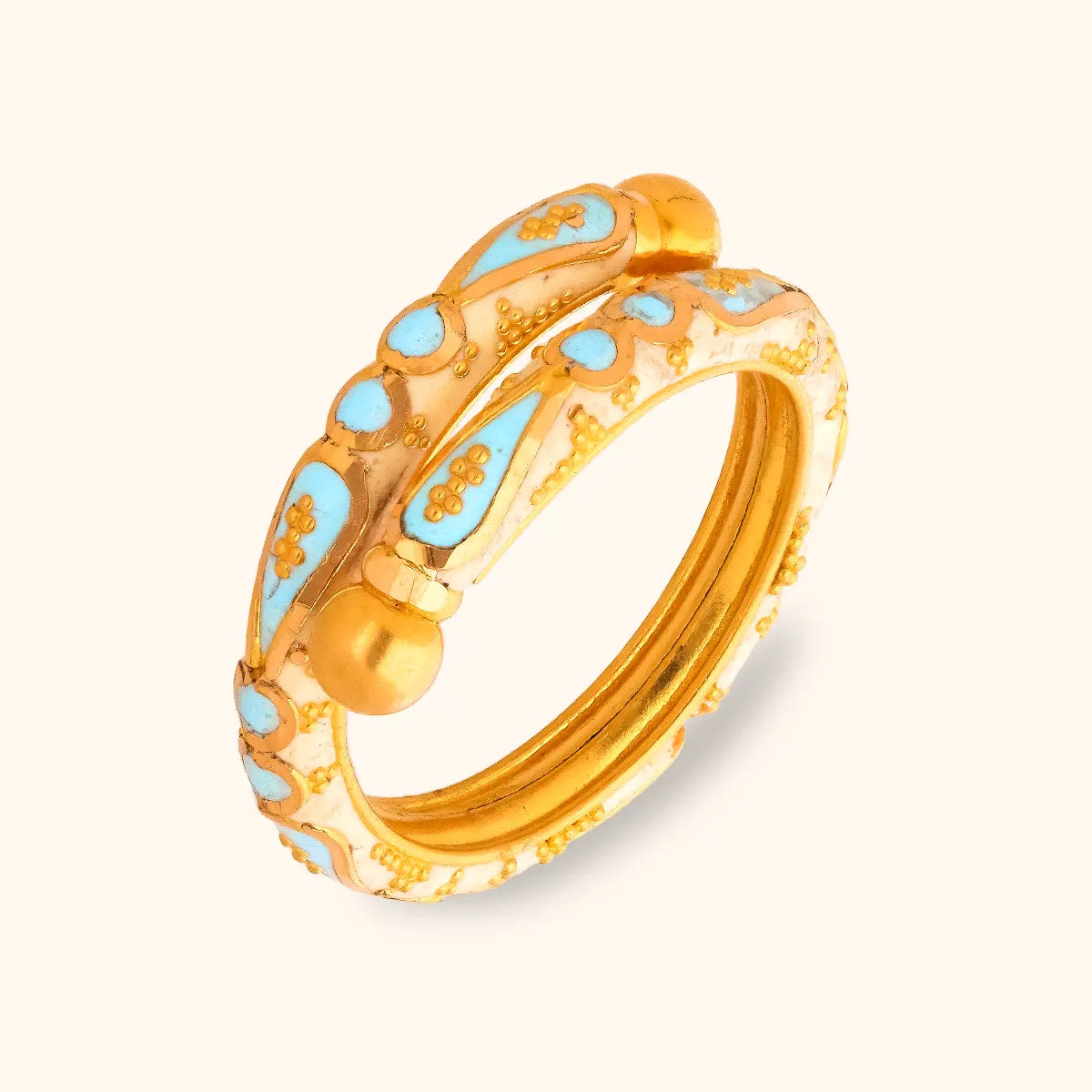 Gold ring made of 14K yellow gold - more prominent protruding round zircon
