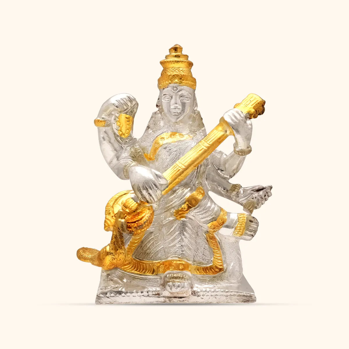 Saraswati Silver Idol