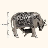 Cow with Calf Murti - Silver Oxidised