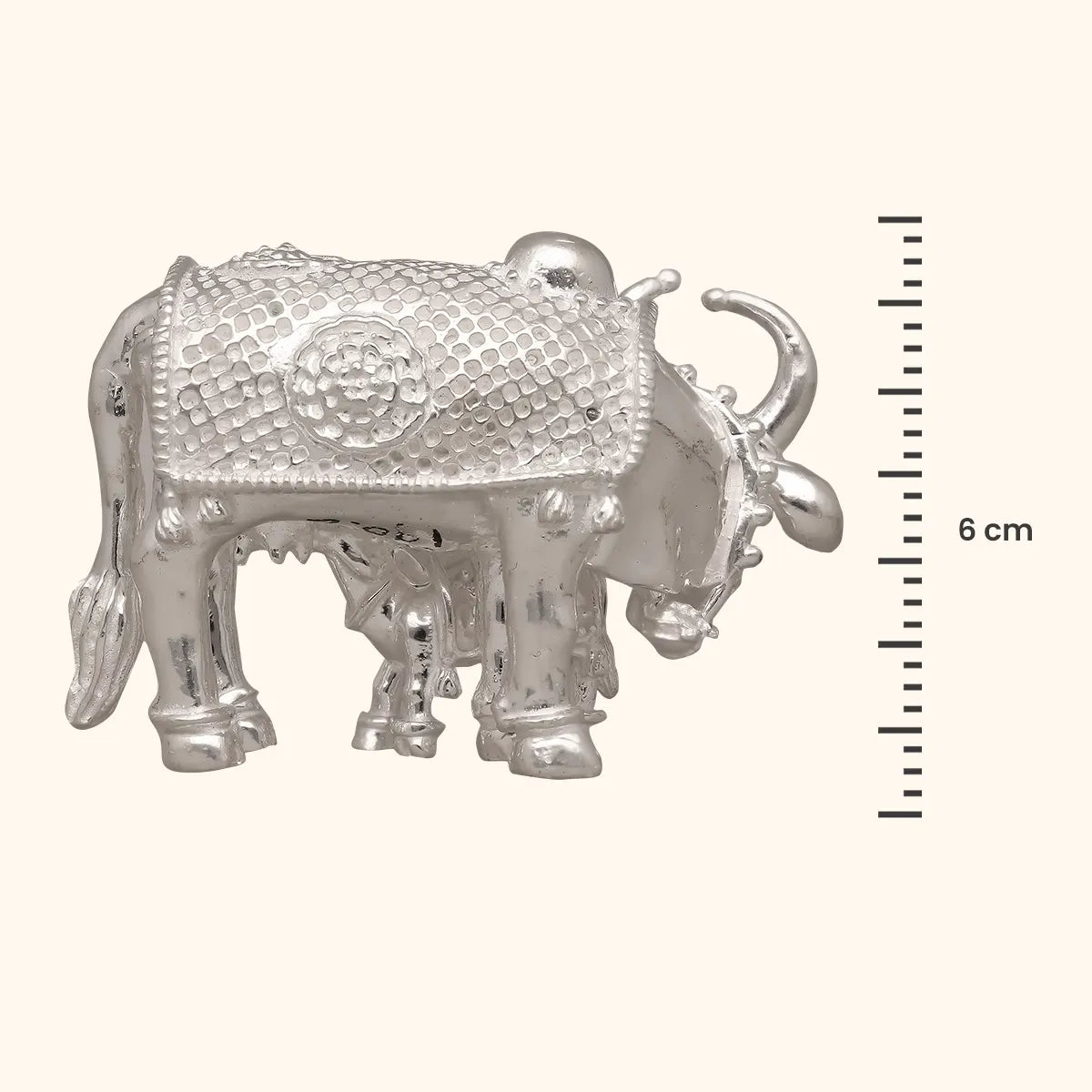 Cow with Calf Murti - Silver