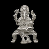 Divine Prosperity Embodied 925 Silver Ganpathi Murthi with Rhodium and Lacquer Coating for Anti-tarnish