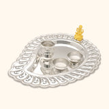 Silver Thali with Ganesha Deity - Silver Utensils, Articles & Gift Items