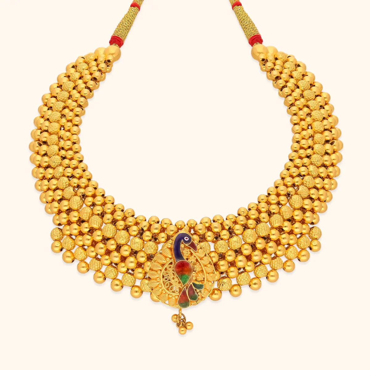 Shop Long Kolhapuri Necklace with Handmade Taas Peacock Pendant and  Matching Earrings  Adjustable Length