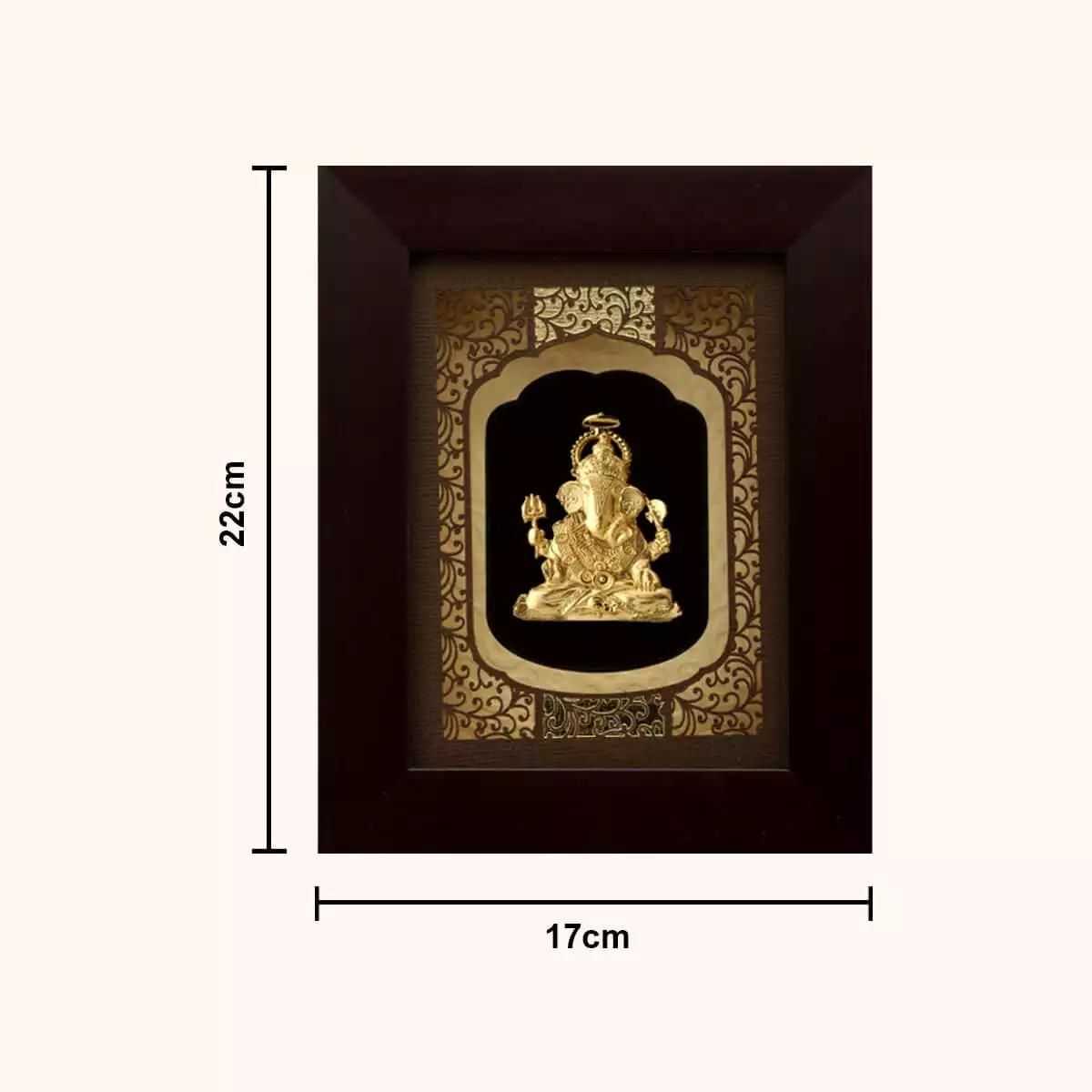 Mini Solid Carving Dagadusheth Ganesha Frame