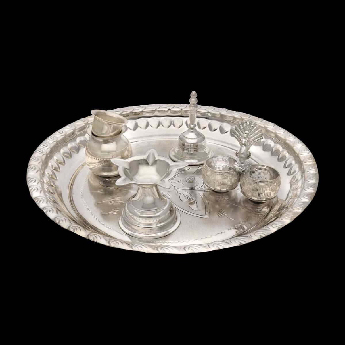 Harmony Silver Puja Thali Set - Silver Pooja Items / Silver Puja Samai